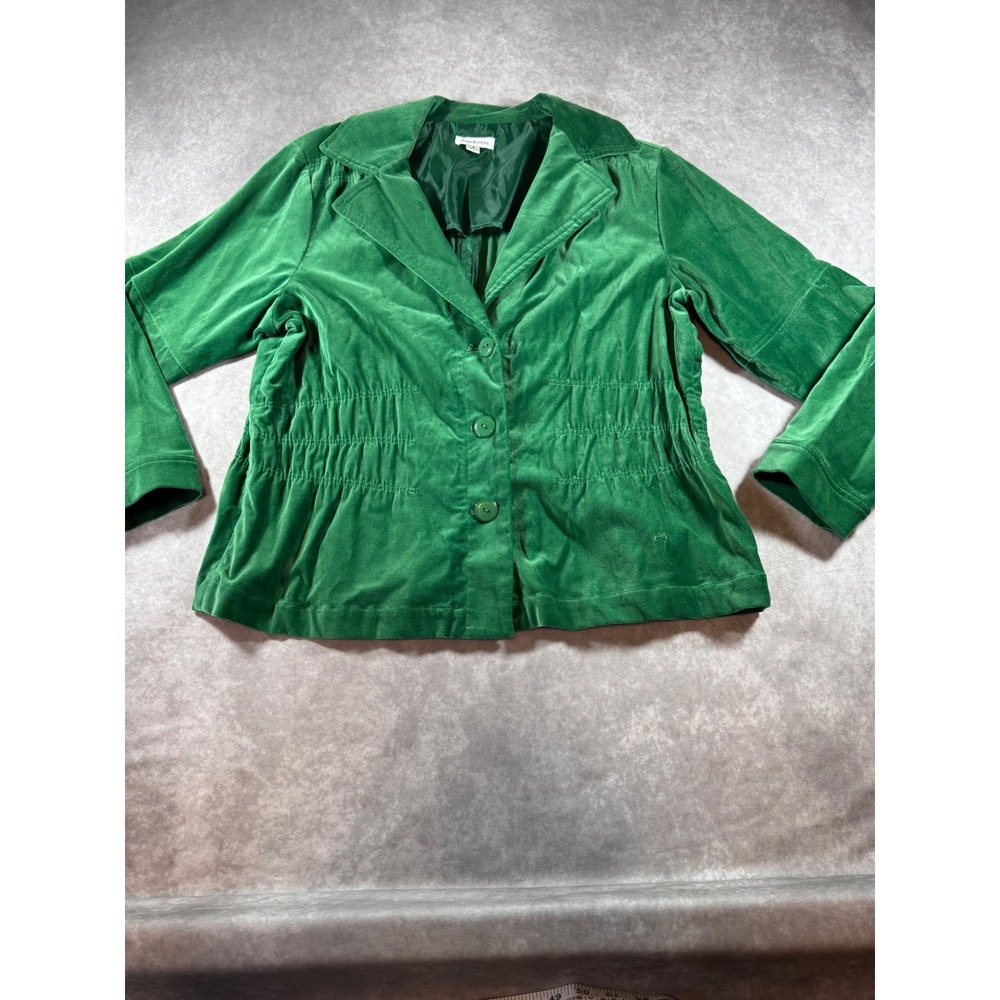Joan Rivers Emerald Green Velvet‎ Blazer Jacket Cinched Waist Peplum Womens 1X